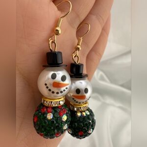 Betsey Johnson Festive Snowman Earrings with Gold Accents